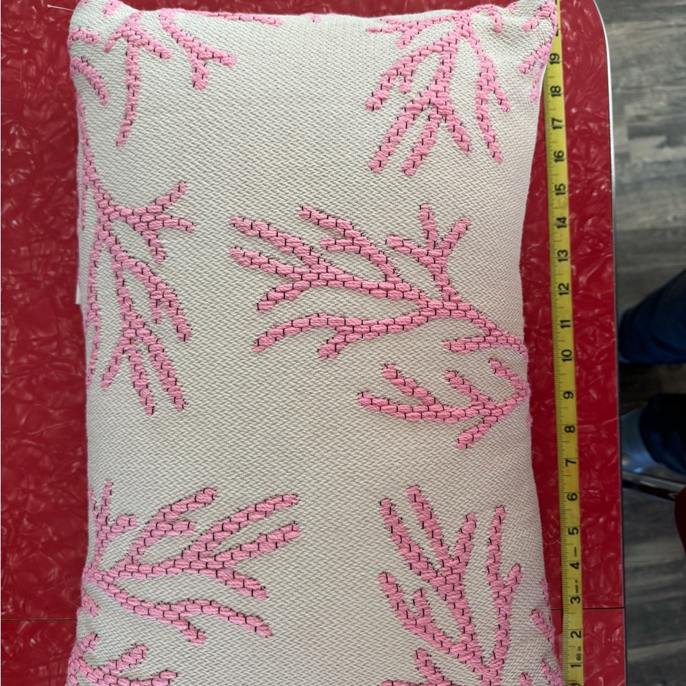 Pier 1 Imports Pink Coral Embroidered Decorative Pillow